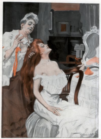 Donna che si fa pettinare, fine XIX-inizio XX secolo da Ferdinand Freih van Reznicek