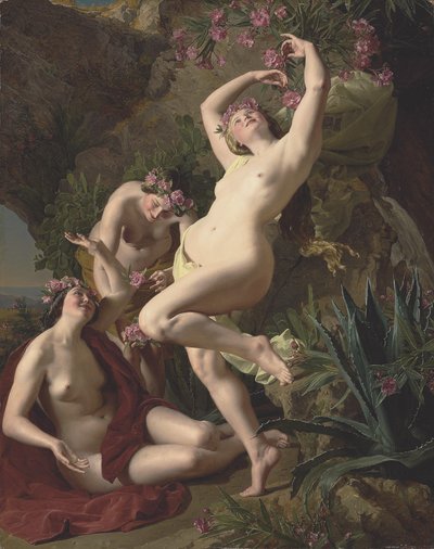 Tedesco: Die drei Nymphen des Homer Tre grazie guarnite di rose da Ferdinand Georg Waldmuller