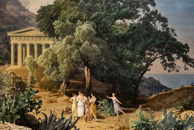 Un Tempio Dorico con Castelmola e Taormina sullo sfondo da Ferdinand Georg Waldmuller