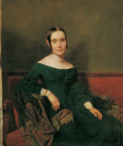Dama in abito verde cinabro da Ferdinand Georg Waldmuller