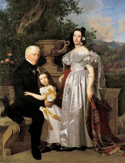 Il consigliere principesco Esterházy Mathias Kerzmann con la sua seconda moglie Maria Helena, nata Mikolischütz, e la figlia Maria da Ferdinand Georg Waldmuller