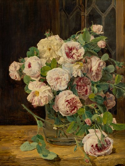 Mazzo di rose alla finestra da Ferdinand Georg Waldmuller