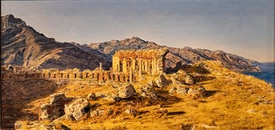 Le rovine del teatro greco di Taormina, verso lo stretto di Messina da Ferdinand Georg Waldmuller
