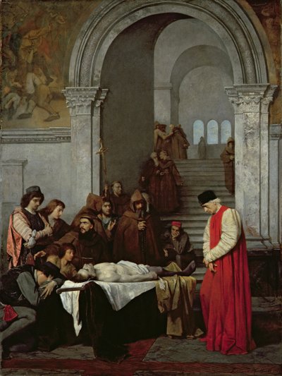 Il pittore Luca Signorelli accanto al corpo del figlio morto del suo rivale da Ferdinand Heilbuth