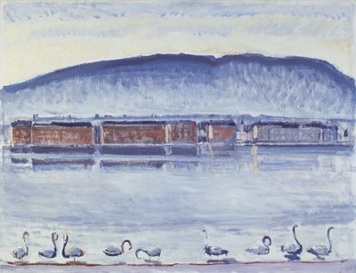 Lago di Ginevra con Mont Salève e cigni da Ferdinand Hodler