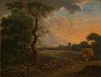 Paesaggio serale con carro di fieno da Ferdinand Kobell