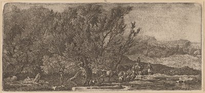 Pastori con il loro gregge che guadano un torrente da Ferdinand Kobell