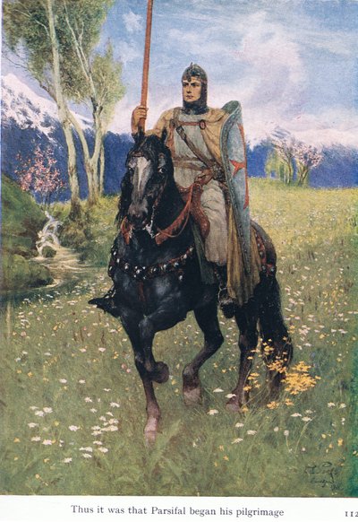 Così fu che Parsifal iniziò il suo pellegrinaggio, illustrazione da The Stories of Wagners Operas da Ferdinand Lecke