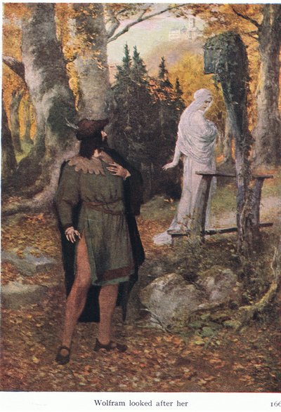 Wolfram la guardò mentre se ne andava, illustrazione da The Stories of Wagners Operas da Ferdinand Lecke