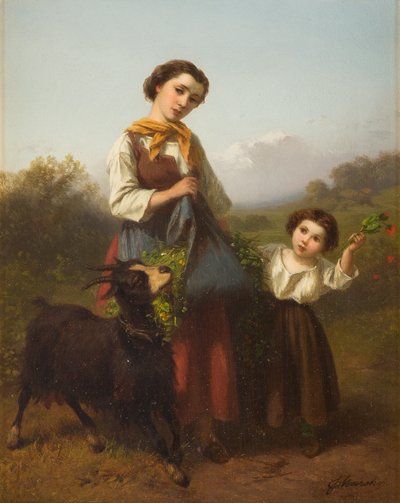 Ferdinand Marohn Giovane pastorella con bambino da Ferdinand Marohn