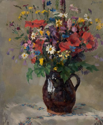 Fiori di campo in brocca da Ferdinand Matthias Zerlacher
