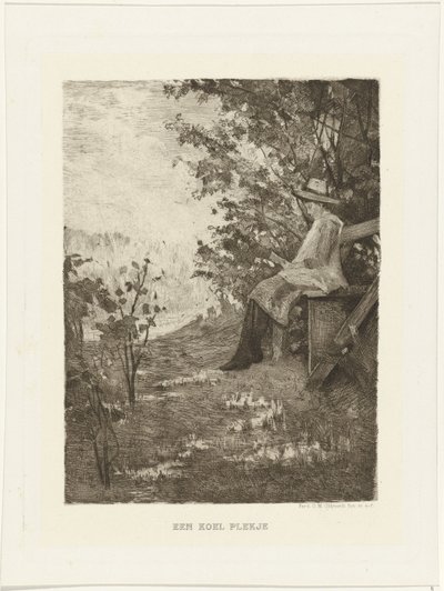 Bambino che legge su una panchina da Ferdinand Oldewelt