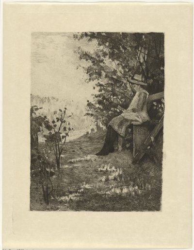 Ragazzo che legge su una panchina da Ferdinand Oldewelt