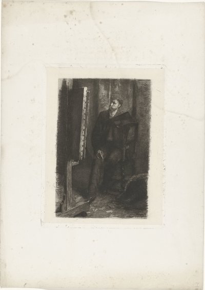 Ritratto di un artista in piedi dietro il cavalletto da Ferdinand Oldewelt