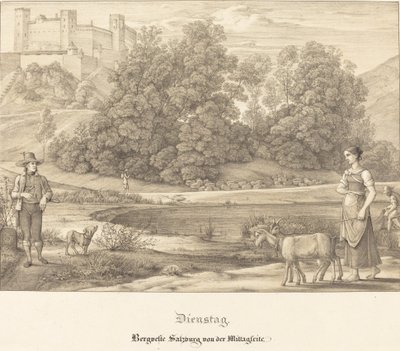 Martedì - La fortezza di Salisburgo dal lato di mezzogiorno da Ferdinand Olivier