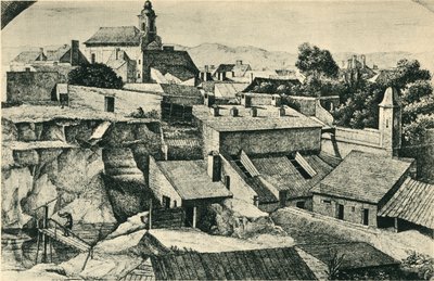 Cava in Alt-Matzleinsdorf, con la chiesa parrocchiale di San Floriano a Vienna da Ferdinand Olivier