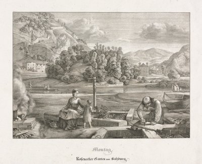 Sette Vedute di Salisburgo e Berchtesgaden: Lunedì: Giardino Rosenecker Salisburgo da Ferdinand Olivier
