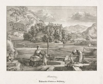 Sette vedute di Salisburgo e Berchtesgaden: Lunedì: Giardino Rosenecker Salisburgo, 1823 da Ferdinand Olivier