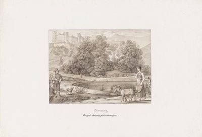 Martedì. La fortezza di montagna di Salisburgo vista da sud da Ferdinand Olivier