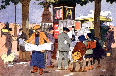 Chiosco di giornali in piazza della Bastiglia, c.1910 da Ferdinand Raffin