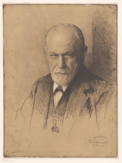 Ritratto di Sigmund Freud da Ferdinand Schmutzer (signed by artist)
