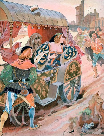 Attacco a una carrozza, Quai de Nesles, Regno di Francesco I, XVI secolo, c1870-1950 da Ferdinand Sigismund Bac