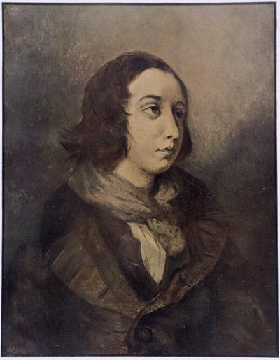 Ritratto di George Sand (Aurore Dupin, Baronne Dudevant) (1804-1876) di Delacroix da Ferdinand Victor Eugene (after) Delacroix