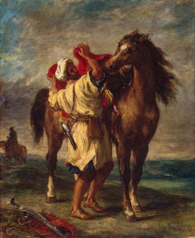 Arabo che sella il suo cavallo da Ferdinand Victor Eugene Delacroix