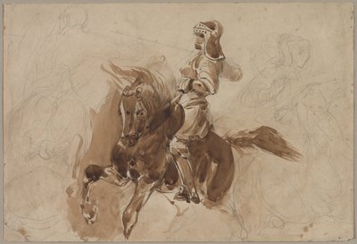 Figura corazzata a cavallo (recto), c. 1828 da Ferdinand Victor Eugene Delacroix