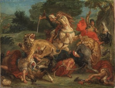 La caccia al leone da Ferdinand Victor Eugene Delacroix