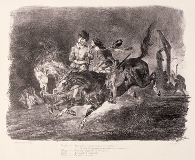 Faust e Mefistofele galoppano attraverso la notte del sabba, 1828 da Ferdinand Victor Eugene Delacroix