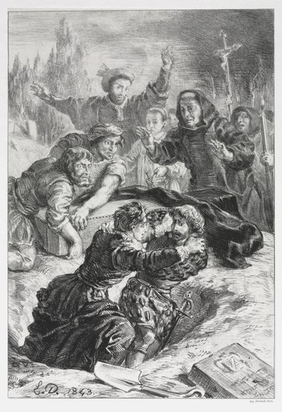 Amleto: Amleto e Laerte nella tomba di Ofelia, 1843 da Ferdinand Victor Eugene Delacroix