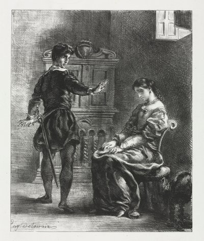 Amleto: Amleto e Ofelia, 1834 da Ferdinand Victor Eugene Delacroix