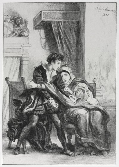 Amleto: Amleto e la Regina, 1834 da Ferdinand Victor Eugene Delacroix