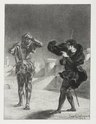 Amleto: Il fantasma sulla terrazza, 1843 da Ferdinand Victor Eugene Delacroix