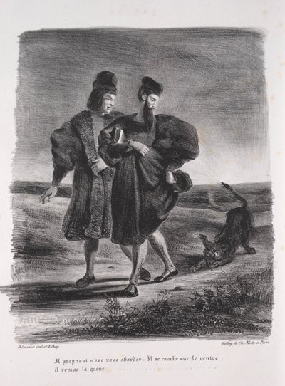 Illustrazioni per Faust: Faust, Mefistofele e il barbet, 1828 da Ferdinand Victor Eugene Delacroix