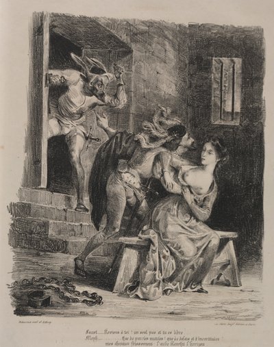 Illustrazioni per Faust: Faust nella prigione di Margherita da Ferdinand Victor Eugene Delacroix