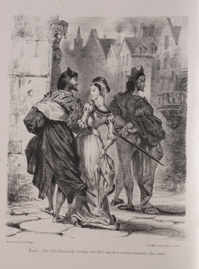 Illustrazioni per Faust: Faust cerca di sedurre Margherita, 1828 da Ferdinand Victor Eugene Delacroix