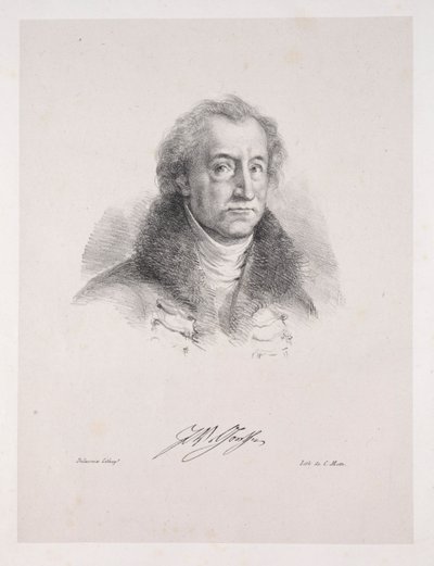 Illustrazioni per Faust: Frontespizio - Ritratto di Johann Wolfgang von Goethe, 1828 da Ferdinand Victor Eugene Delacroix