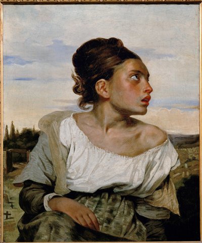 Jeune orpheline au cimetiere - giovane orfana nel cimitero ... da Ferdinand Victor Eugene Delacroix
