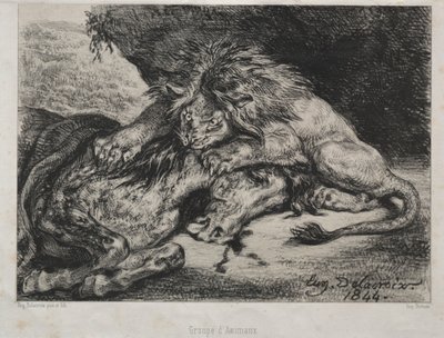Leone che divora un cavallo da Ferdinand Victor Eugene Delacroix