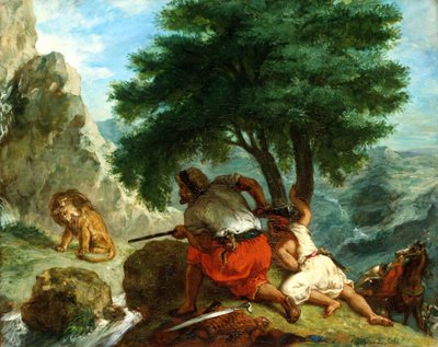 Caccia al leone in Marocco, 1854 da Ferdinand Victor Eugene Delacroix