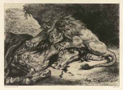 Leone che divora un cavallo da Ferdinand Victor Eugene Delacroix