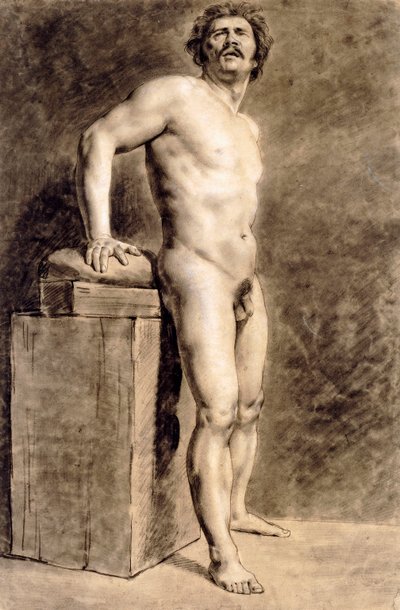 Figura accademica maschile, probabilmente polacca, in piedi da Ferdinand Victor Eugene Delacroix