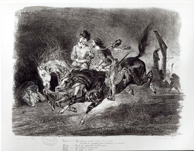 Mefistofele e Faust cavalcano nella notte, illustrazione per Faust di Goethe, 1828 da Ferdinand Victor Eugene Delacroix