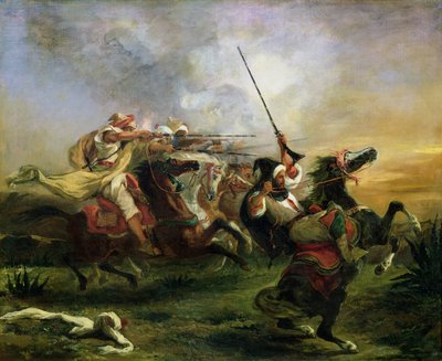 Cavalieri marocchini in azione militare, 1832 da Ferdinand Victor Eugene Delacroix