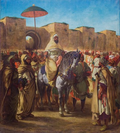 Moulay Abd-er-Rahman, sultano del Marocco, lascia il suo palazzo a Meknes circondato dalla sua guardia e dai suoi principali ufficiali, 1845 (olio su tela) da Ferdinand Victor Eugene Delacroix