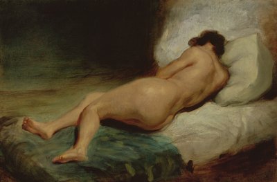 Donna nuda sdraiata su un letto da Ferdinand Victor Eugene Delacroix