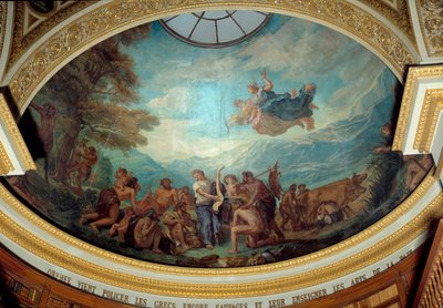 Orfeo viene a civilizzare i Greci ancora selvaggi e insegnare le arti della pace. Affresco di Eugene Delacroix (1798-1863) che decora la cupola della biblioteca dell