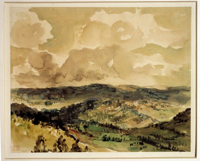 Veduta panoramica delle colline boscose intorno a Croze. Acquerello di Eugene Delacroix (1798-1863) intorno al 1855 da Ferdinand Victor Eugene Delacroix